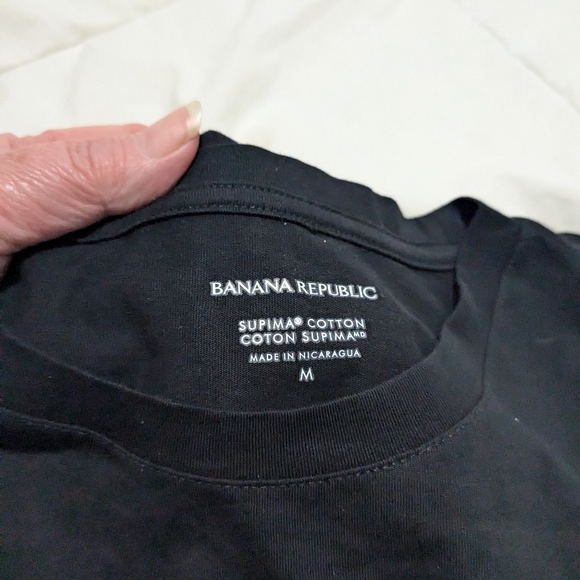 NWT Banana Republic sheer ribbed crew neck tee shirt, Supima cotton, Black M - Picture 7 of 11